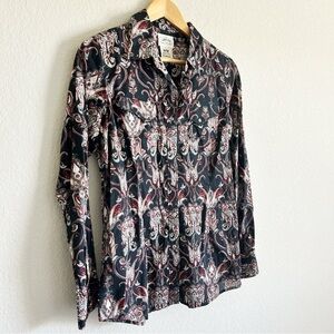Ariat Western Rodeo Snap Button Down Shirt Blouse Womens Paisley Floral …